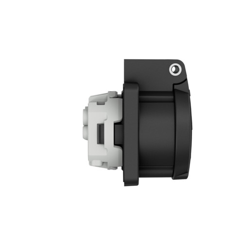 MENNEKES 11332 csapfedeles háztartási (Schuko) beépíthető dugalj gumis peremmel 16A 2P+E 230V fekete IP54 - csavaros