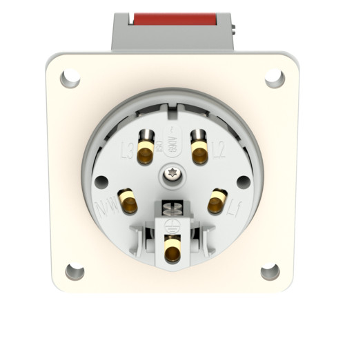 MENNEKES 1385 beépíthető ipari aljzat 16A 5p (3p+N+E) 400V piros IP44 - egyenes
