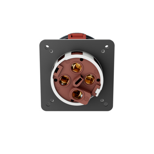 MENNEKES 1457 beépíthető ipari aljzat 125A 4p (3p+E) 400V piros IP67 - egyenes