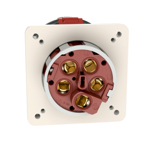 MENNEKES 1461 beépíthető ipari aljzat 125A 5p (3p+N+E) 400V piros IP67 - egyenes