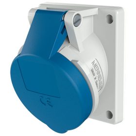   MENNEKES 1632 beépíthető ipari aljzat 16A 3p (2p+E) 230V kék IP44 - ferde
