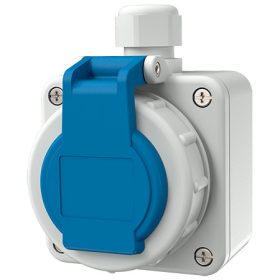   MENNEKES 10863 csapfedeles háztartási (Schuko) fali dugalj 16A 2P+E 230V kék IP68