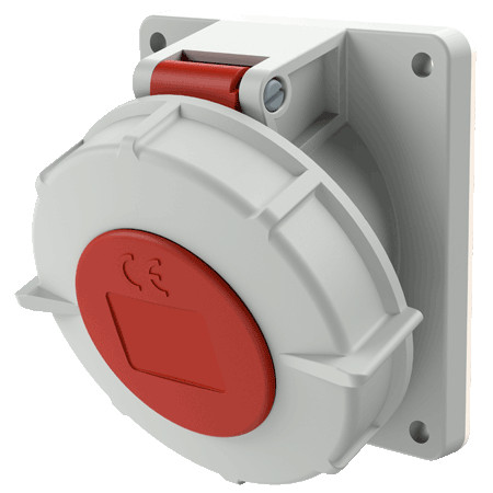 MENNEKES 1805 beépíthető ipari aljzat 32A 4p (3p+E) 400V piros IP67 - ferde