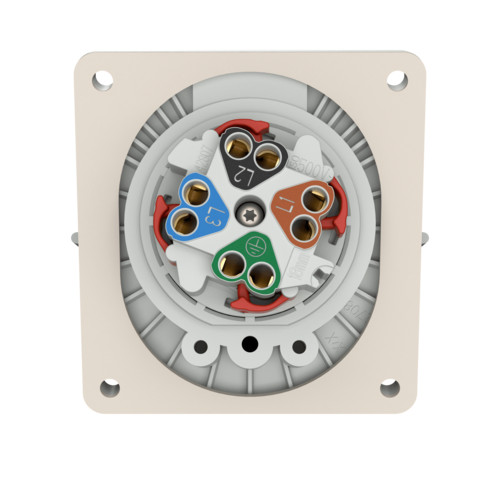 MENNEKES 1805 beépíthető ipari aljzat 32A 4p (3p+E) 400V piros IP67 - ferde