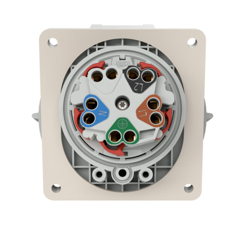 MENNEKES 1808 beépíthető ipari aljzat 32A 5p (3p+N+E) 400V piros IP67 - ferde