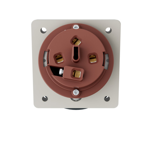 MENNEKES 205A beépíthető ipari aljzat 63A 4p (3p+E) 400V piros IP67 - ferde