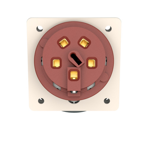MENNEKES 209A beépíthető ipari aljzat 63A 5p (3p+N+E) 400V piros IP67 - ferde
