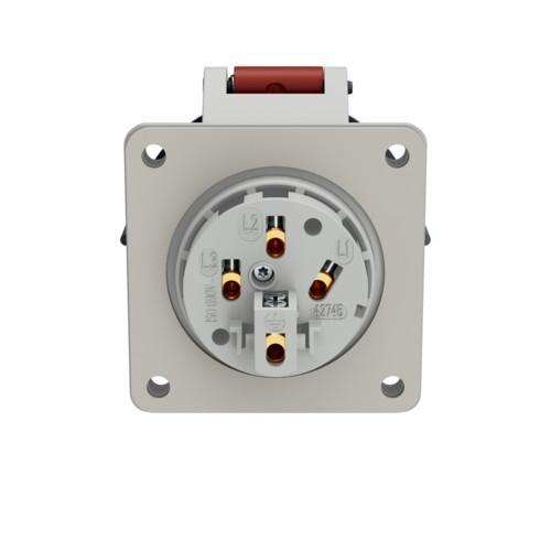 MENNEKES 222A beépíthető ipari aljzat 16A 4p (3p+E) 400V piros IP67 - egyenes