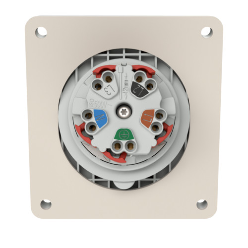 MENNEKES 3485 beépíthető ipari aljzat 16A 5p (3p+N+E) 400V piros IP67 - ferde