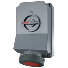   MENNEKES 7290 DUO vegyszerálló ipari kapcsolós fali aljzat 63A 5p (3p+N+E) 400V piros IP67