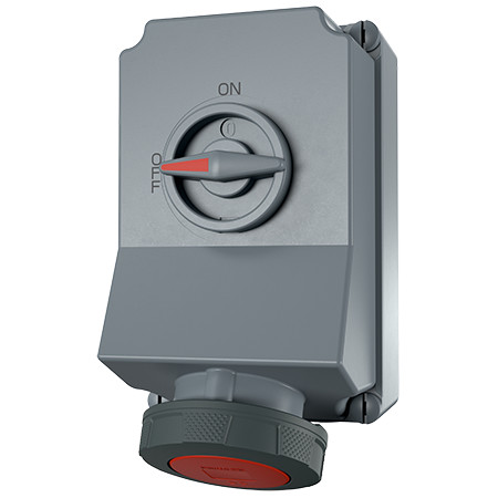 MENNEKES 7290 DUO vegyszerálló ipari kapcsolós fali aljzat 63A 5p (3p+N+E) 400V piros IP67