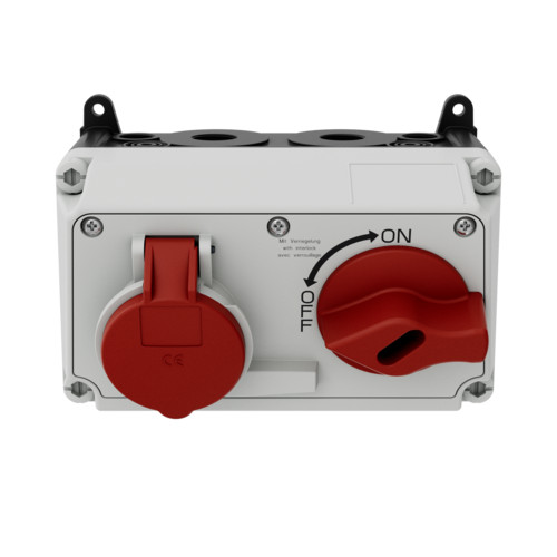 MENNEKES 7607 DUO ipari kapcsolós fali aljzat 16A 5p (3p+N+E) 400V piros IP44