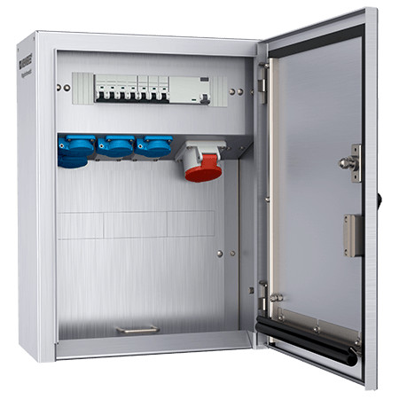 MENNEKES 83725 Rozsdamentes acél falonkívüli ipari dugaszoló kiselosztó tokozat IP43