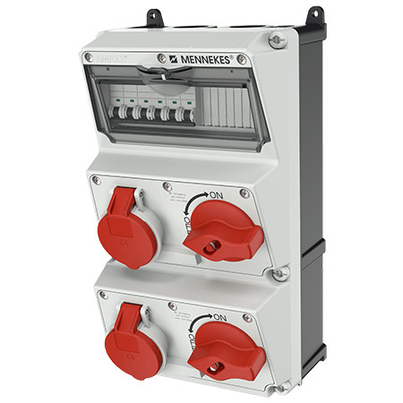 MENNEKES 930031 AMAXX falonkívüli ipari DUO reteszkapcsolt dugaszoló kiselosztó tokozat IP44