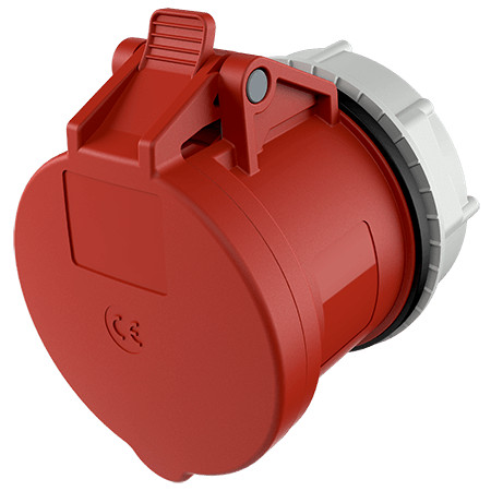 MENNEKES 989 beépíthető ipari aljzat 32A 5p (3p+N+E) 400V piros IP44 - egyenes, rögzítőgyűrűvel