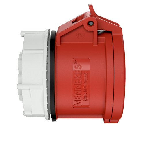 MENNEKES 989 beépíthető ipari aljzat 32A 5p (3p+N+E) 400V piros IP44 - egyenes, rögzítőgyűrűvel