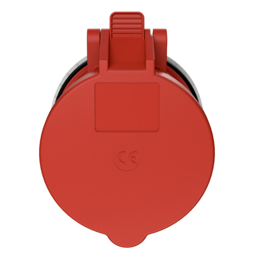 MENNEKES 989 beépíthető ipari aljzat 32A 5p (3p+N+E) 400V piros IP44 - egyenes, rögzítőgyűrűvel