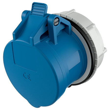 MENNEKES 997 beépíthető ipari aljzat 16A 3p (2p+E) 230V kék IP44 - egyenes, rögzítőgyűrűvel