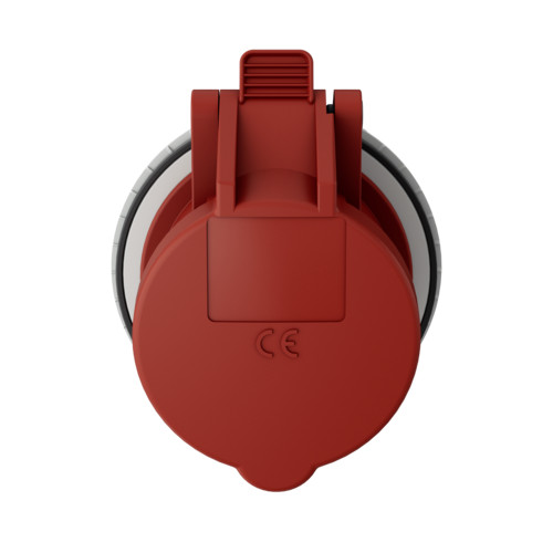 MENNEKES 998 beépíthető ipari aljzat 16A 4p (3p+E) 400V piros IP44 - egyenes, rögzítőgyűrűvel