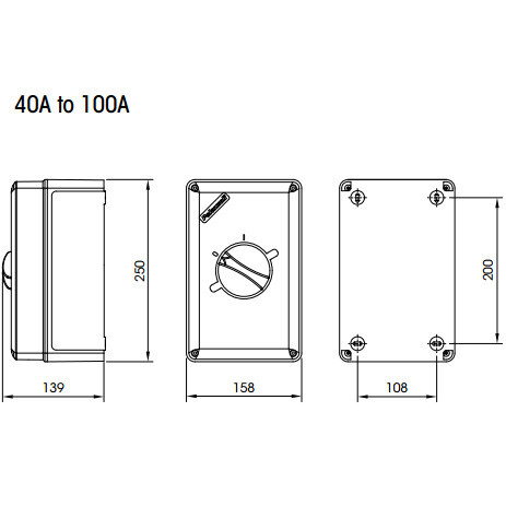 Palazzoli 208103 Palazzoli CAM-SZ 3 pólusú falonkívüli tűzvédelmi leválasztó főkapcsoló 100A 3p 500V IP65