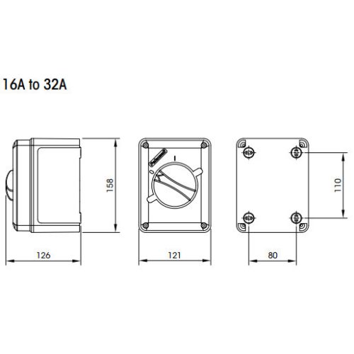 Palazzoli 208253 Palazzoli CAM-SZ 3 pólusú falonkívüli tűzvédelmi leválasztó főkapcsoló 25A 3p 500V IP65