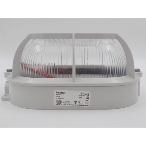 Palazzoli 831275 RINO 100W ovális alumínium hajólámpa E27 porcelán foglalattal és masszív fém védőráccsal IP66