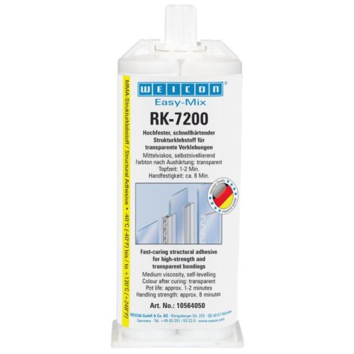 Weicon Easy-Mix RK-7200 - gyorsan kötő, átlátszó szerkezeti akril ragasztó - 50 ml - színtelen