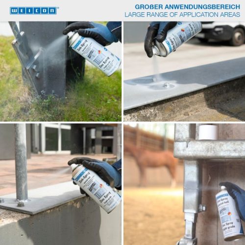 Weicon Cink Spray "fényes" - kopásálló katódos korrózióvédelem minden fém felületen - 400 ml - tűzihorganyzott szürke - DIN sós vizes teszt >550 óra