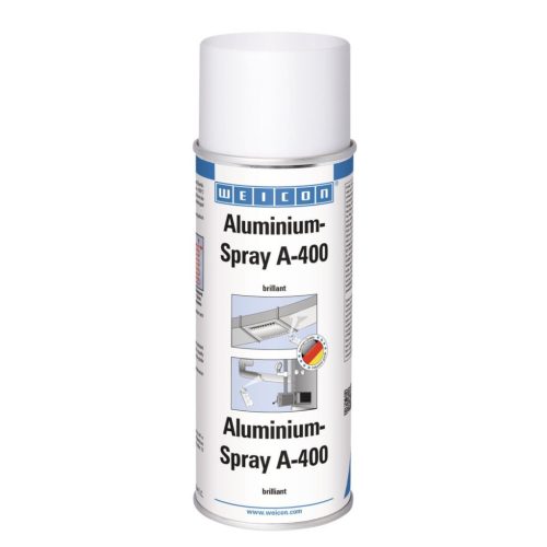 Weicon Alumínium Spray A-400 - hőálló, vegyszerálló és időjárásálló korrózióvédő bevonat - 400 ml - fényes aluszürke