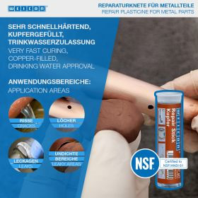 Weicon Repair Stick Copper - VÖRÖSRÉZ töltetű kétkomponensű javítógyurma 57g - extrém gyors kötési idő