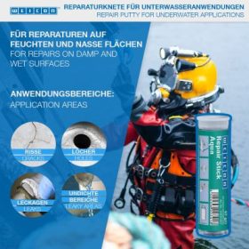   Weicon Repair Stick Aqua - kerámia töltetű kétkomponensű javítógyurma 57g - víz alatti javításokhoz