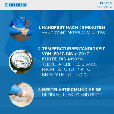 Weicon Repair Stick Wood - ásványi anyag töltetű kétkomponensű javítógyurma 28g - fa alkatrészek tartós javítására