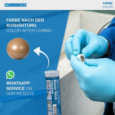 Weicon Repair Stick Titanium - Titán töltetű kétkomponensű javítógyurma 57g - kopás- és hőálló - lassú kötésidő