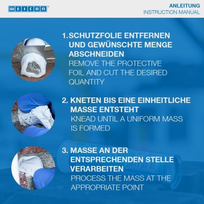 Weicon Repair Stick Plastic - ásványi anyag töltetű kétkomponensű javítógyurma 57g - műanyagokhoz