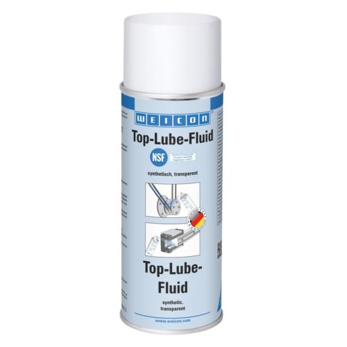 Weicon Top-Lube-Fluid Spray - nyomásálló erős tapadású kenőanyag élelmiszeripar számára - NSF H2 - 400 ml - átlátszó