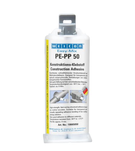 Weicon Easy-Mix PE-PP 50 - gyorsan kötő, PE, PP és TPE műanyagokhoz szerkezeti akril ragasztó - 50 ml - átlátszó
