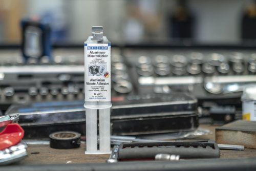 Weicon Aluminium Minute Adhesive - gyorsan kötő, jól tapadó, ütésálló, 2k epoxi alumínium töltetű pillanatragasztó - 24 ml - aluszürke