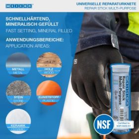   Weicon Repair Stick Multi-Purpose - ásványi anyag töltetű kétkomponensű univerzális  javítógyurma 57g - rugalmas és zsugorodásmentes javításokhoz