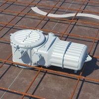 Lámpa és hangszóró dobozok beton szerkezetekbe