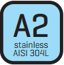 Felületkezelés: AISI304L rozsdamentes acél